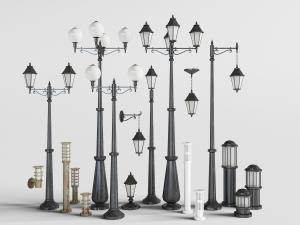 欧式黑色古典多头广场落地灯、路灯