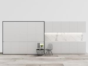 现代白色装饰黑色边框的玄关餐厅收纳柜3d模型 现代白色装饰黑色边框的玄关餐厅收纳柜