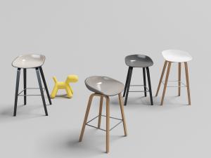 北欧塑料坐垫吧台椅