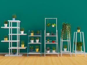 现代室内白色实木植物花架