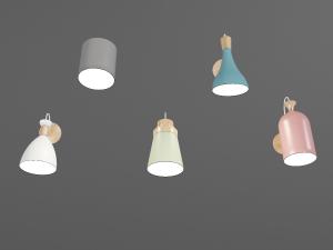 北欧糖果色喇叭形、锥形和胶囊形金属灯罩壁灯