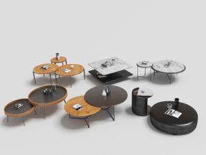 现代多款圆形方形套叠茶几3d模型 现代多款圆形方形套叠茶几