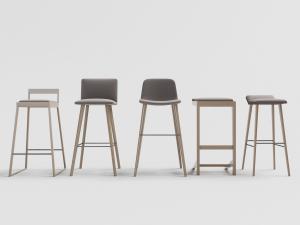 北欧实木支架布艺坐垫吧台椅