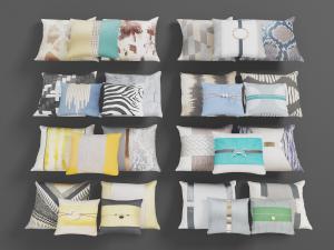 不同图案的沙发、床头靠垫
