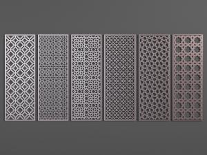 现代金属不同花型的镂空隔断3d模型 现代金属不同花型的镂空隔断