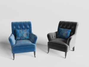 欧式天鹅绒布软包靠背的单人沙发