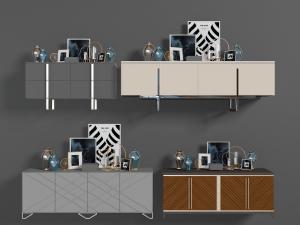 现代长方形不同花纹柜门的装饰柜