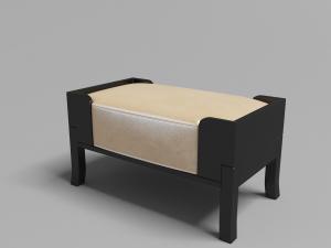 现代嵌入式坐垫黑色实木支撑的坐凳