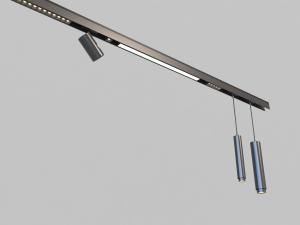 黑色可移动的轨道射灯、筒灯