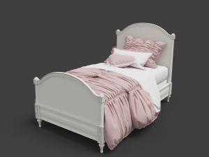 欧式白色带有雕花装饰的公主儿童床