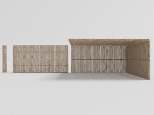 长条形实木条编织草棚、背景墙