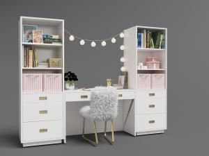 现代轻奢中间是书桌的书柜