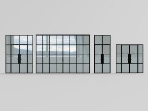 现代黑色金属边框的隔断玻璃门