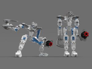 蓝白相间安装火炮喷射器的儿童变形金刚玩具