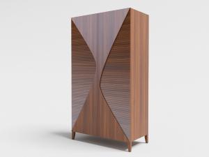 现代实木纹理装饰立体几何图案的衣柜