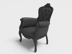 欧式复古经典的雕花软包靠背皮革单人沙发椅