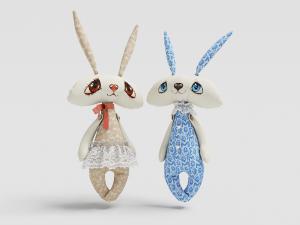 萌态可掬的兔姑娘儿童布偶玩具