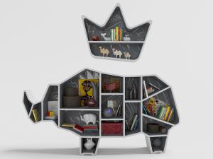 北欧犀牛造型的开放式收纳柜