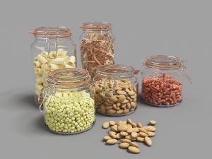 透明玻璃厨房坚果、点心食物收纳瓶