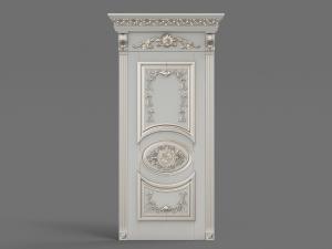 欧式镶嵌金色雕花构件的白色卧室平开门