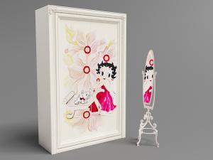 简欧白色装饰卡通图案的衣柜、穿衣镜