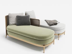 现代轻奢椭圆形果绿色金属支撑的美人榻