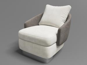 现代咖啡色靠背白色坐垫的单人沙发