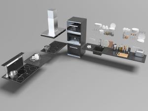 现代厨房灶具、抽油烟机、消毒柜和厨具