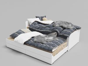 现代白色实木可以拉伸的多功能儿童单人床