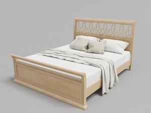 美式带有雕花镂空床头的实木双人床