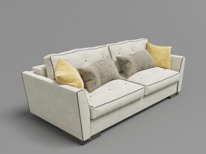 美式带有黑色花边装饰的布艺双人沙发