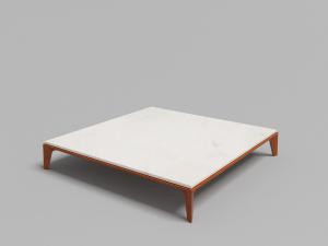 现代正方形大理石台面实木矮脚茶几3d模型 现代正方形大理石台面实木矮脚茶几