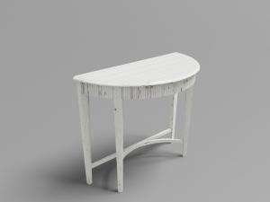 欧式古典做旧白色半圆案几