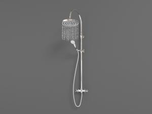 银色不锈钢带有水花的浴室花洒、喷头