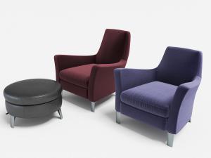 现代轻奢带扶手、脚踏的单人沙发3d模型 现代轻奢带扶手、脚踏的单人沙发