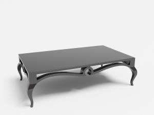 欧式弯脚雕花长方形黑色茶几3d模型 欧式弯脚雕花长方形黑色茶几