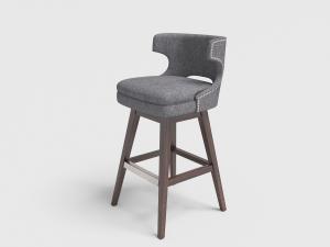 美式灰色带有铆钉装饰的吧台椅