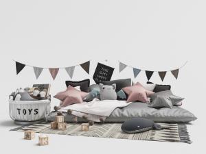 星星靠垫沙发、儿童玩具、积木