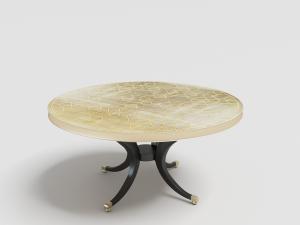 现代轻奢圆形四脚实木餐桌