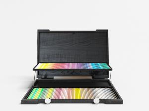 黑色双层实木文具铅笔收纳箱