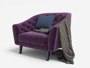 简欧紫色纽扣菱形软包单人沙发3d模型 简欧紫色纽扣菱形软包单人沙发
