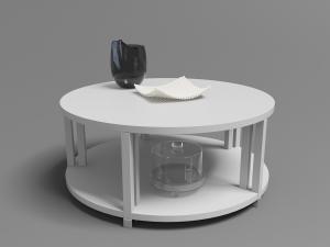 现代圆形白色实木双层茶几3d模型 现代圆形白色实木双层茶几