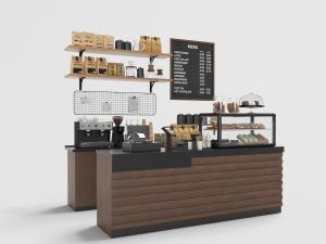 工业风咖啡厅吧台收纳架、甜点