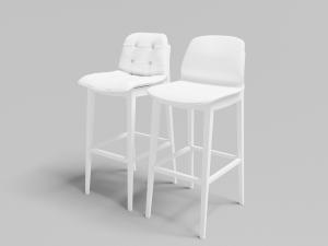 现代白色带有纽扣靠背的吧台椅