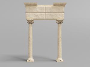 年代久远带有裂纹的雕花罗马柱子