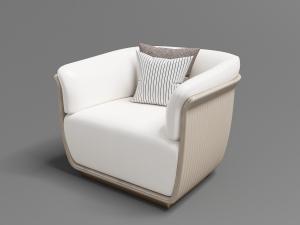 现代轻奢白色软包单人沙发3d模型 现代轻奢白色软包单人沙发