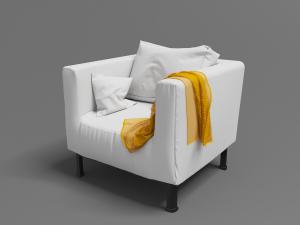 北欧白色布艺软包单人沙发3d模型 北欧白色布艺软包单人沙发
