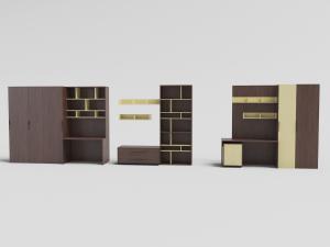 现代撞色带有书桌的收纳柜