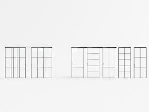 现代黑色细金属框架的推拉门、滑道门