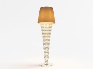 现代鱼鳞造型灯柱黄色灯罩的落地灯